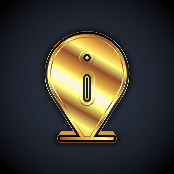 Gold Information icon isolated on black background. Vector - Вектор,изображение