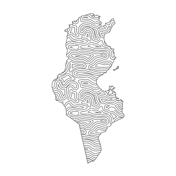 Αφηρημένη τοπογραφικό στυλ Τυνησία σχεδιασμό χάρτη. Εικονογράφηση διανύσματος - Διάνυσμα, εικόνα