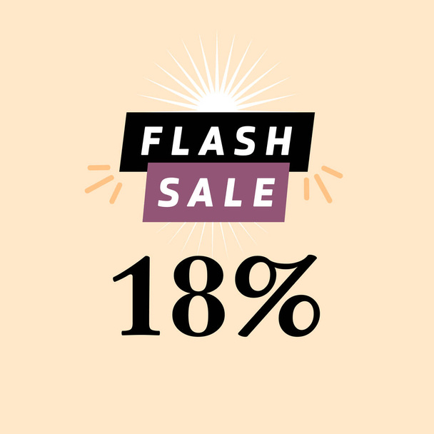 vente flash lettrage 18 % affiche vectorielle - Vecteur, image