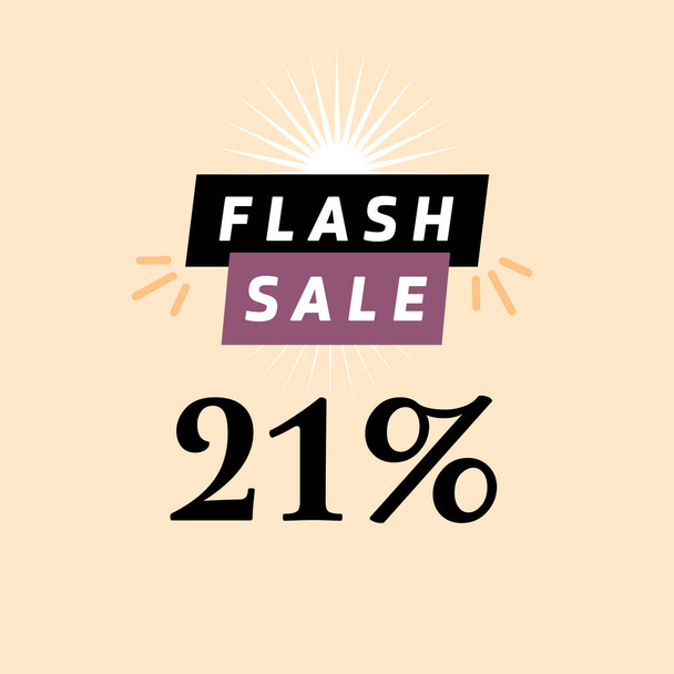 vente flash lettrage 21 % affiche vectorielle - Vecteur, image