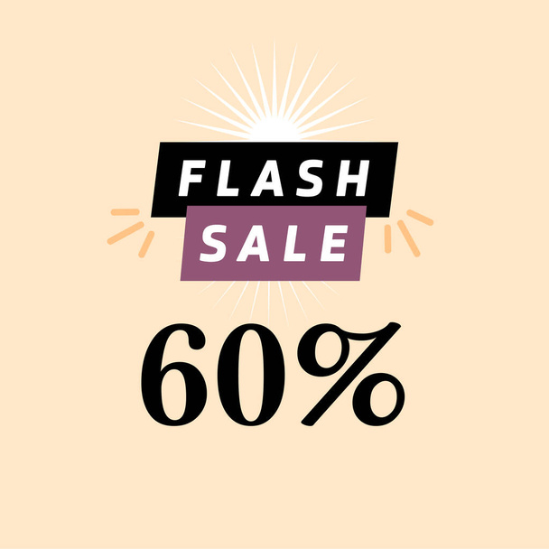 flash sale lettering 60% vector poster - Vector, Image