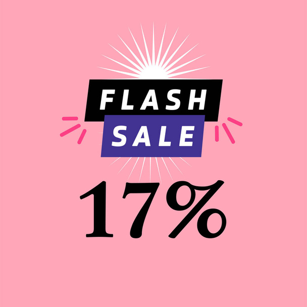  sconto banner vendita flash 17 per cento, pubblicità promozionale per lo shopping stagionale, design vettoriale - Vettoriali, immagini