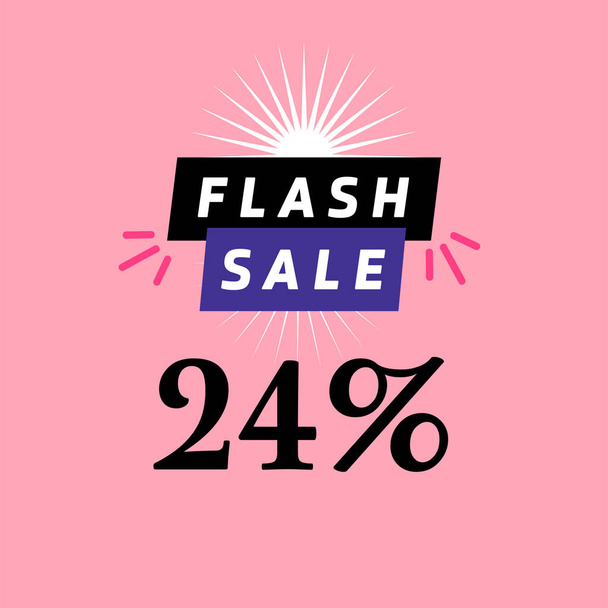 sconto banner vendita flash 24 per cento, pubblicità promozionale per lo shopping stagionale, design vettoriale - Vettoriali, immagini