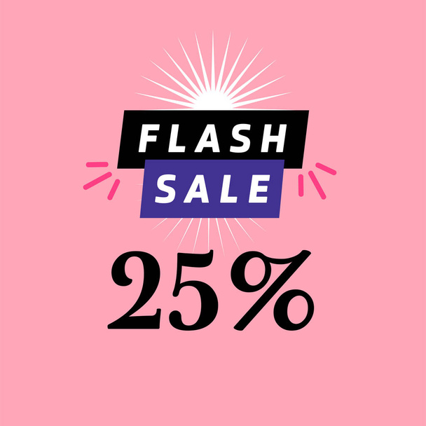 sconto banner vendita flash 25 per cento, pubblicità promozionale per lo shopping stagionale, design vettoriale - Vettoriali, immagini