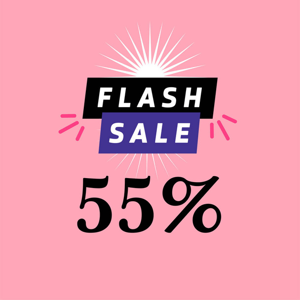 sconto banner vendita flash 55 per cento, pubblicità promozionale per lo shopping stagionale, design vettoriale - Vettoriali, immagini