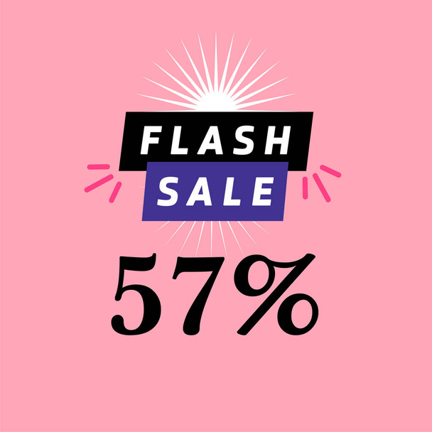 sconto banner vendita flash 57 per cento, pubblicità promozionale per lo shopping stagionale, design vettoriale - Vettoriali, immagini
