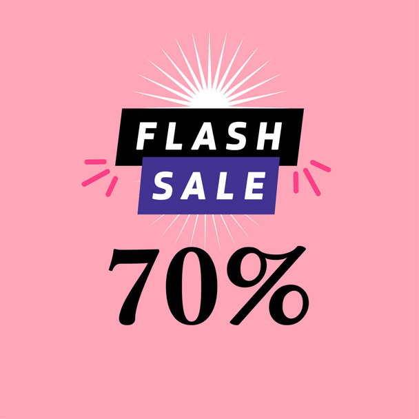 flash sale banner discount 70 percent, seasonal shopping promo advertisement , vector design - Διάνυσμα, εικόνα