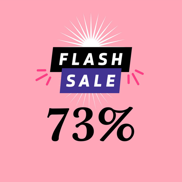 flash myynti banneri alennus 73 prosenttia, kausiluonteinen ostoksia promo mainos, vektori suunnittelu - Vektori, kuva
