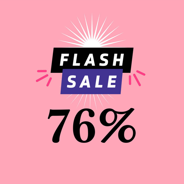 flash sale banner discount 76 percent, seasonal shopping promo advertisement , vector design - Vector, Image