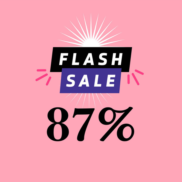 sconto banner di vendita flash 87 per cento, pubblicità promozionale per lo shopping stagionale, design vettoriale - Vettoriali, immagini