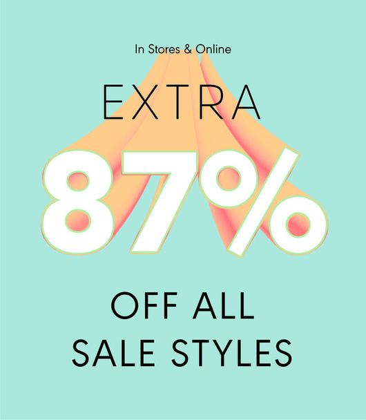extra 87% off all sale styles vector poster - Vetor, Imagem