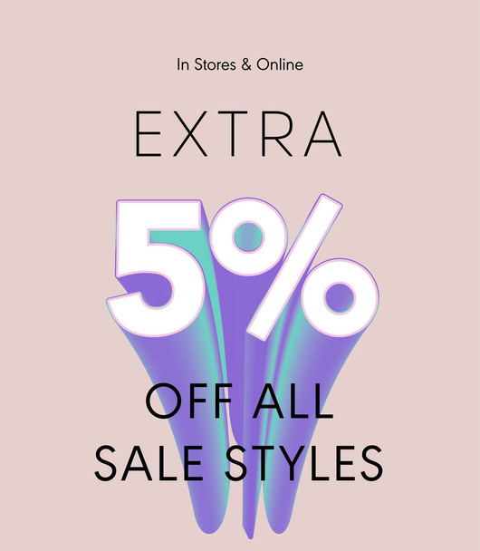 extra 5% off all sale styles vector poster - Vetor, Imagem