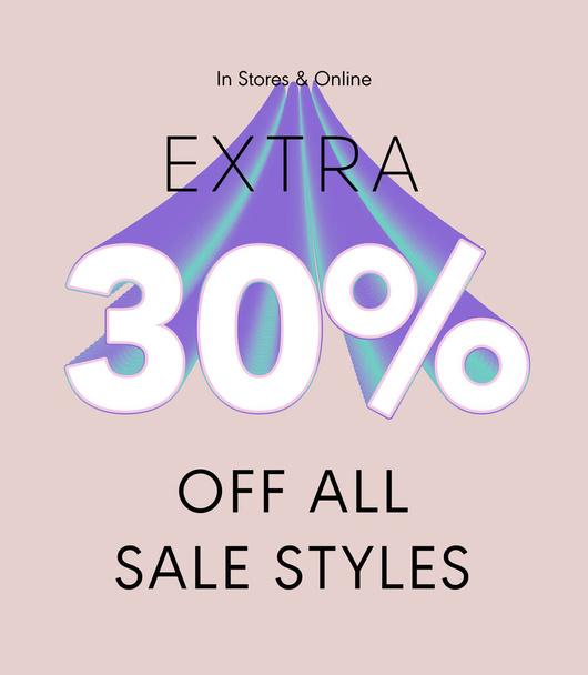 extra 30% off all sale styles vector poster - Vetor, Imagem