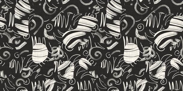 Muestra de borde de patrón de efecto cepillado dibujado a mano de dos tonos sin costura - Foto, Imagen