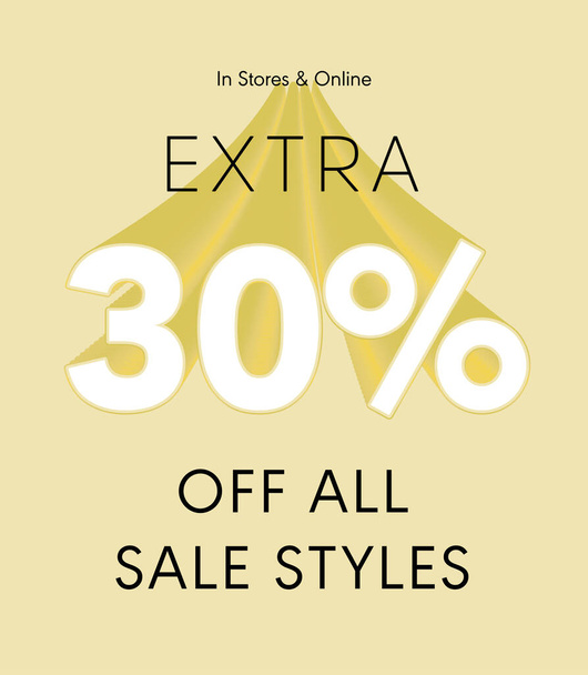 extra 30% off all sale styles vector poster - Вектор,изображение