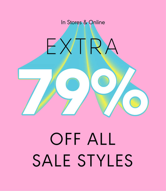 extra 79% off all sale styles vector poster - Vetor, Imagem