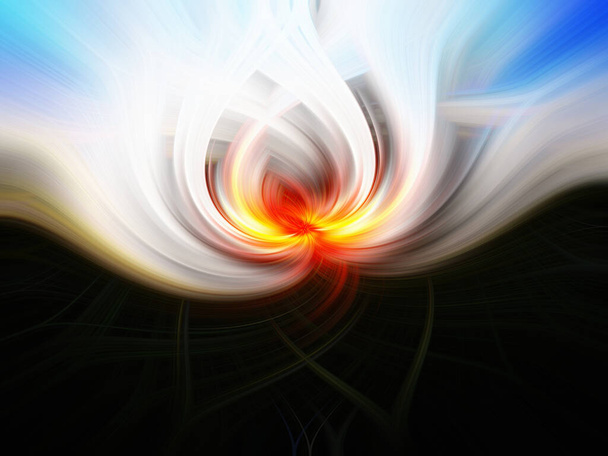 Efecto de fibras de luz retorcida abstracta con fondo de explosión fractal - Foto, imagen