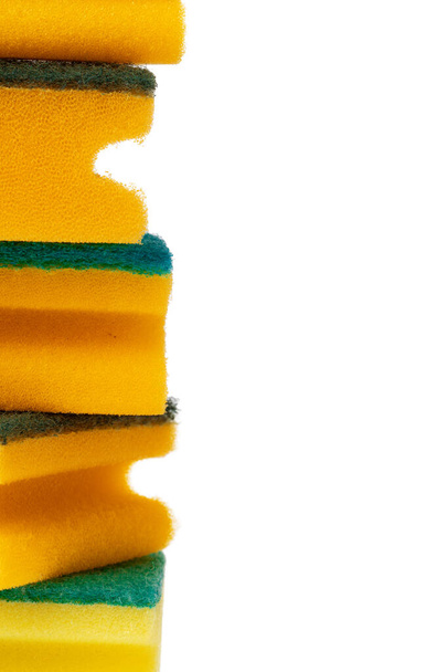 Stack of kitchen sponges isolated on white background - Photo, Image