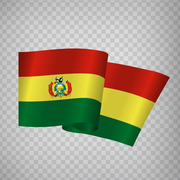 Bandera 3D Realista ondeando de Bolivia sobre fondo transparente. Bandera Nacional Estado Plurinacional de Bolivia para el diseño de su sitio web, aplicación, IU. América. EPS - Vector, imagen