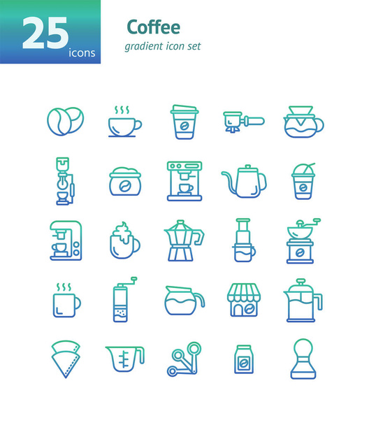 Coffee gradient icon set. Vector and Illustration. - Vector, Image