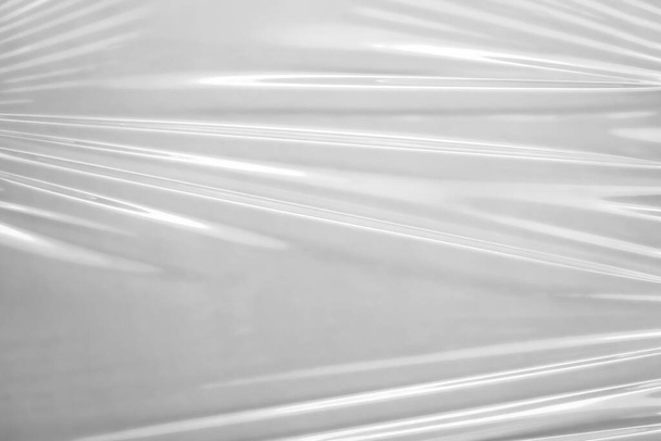 Beyaz şeffaf plastik film sarma dokusu arkaplanı - Fotoğraf, Görsel