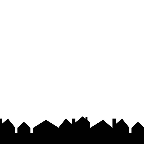 stadsgezicht, huizen vlakke rand, vectoricoon, op rij kerstversiering - Vector, afbeelding