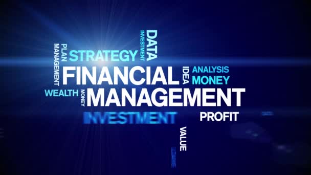4k Financial Management Animated Tag Nube de palabras, Animación de texto bucle sin fisuras. - Imágenes, Vídeo