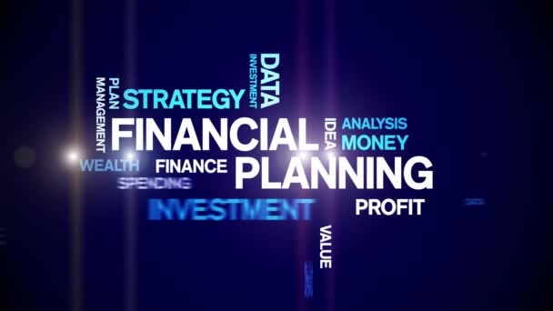 4k Financial Planning Animated Tag Word Cloud, Κείμενο Animation αδιάλειπτη βρόχο. - Πλάνα, βίντεο