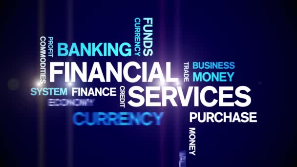 4k Financial Services Animated Tag Word Cloud, Tekst Animatie naadloze lus. - Video