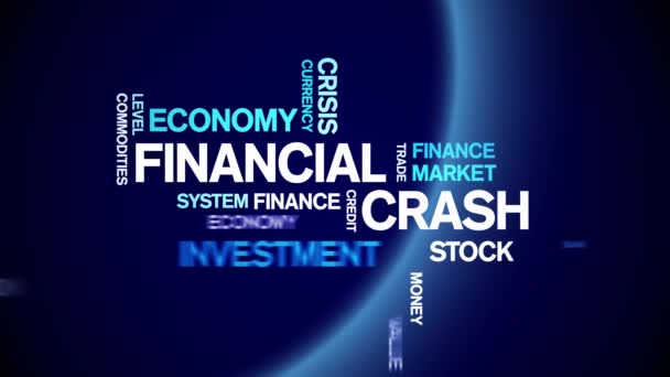 4k Financial Crash Animated Tag Word Cloud, Tekstontwerp Animatie naadloze lus. - Video