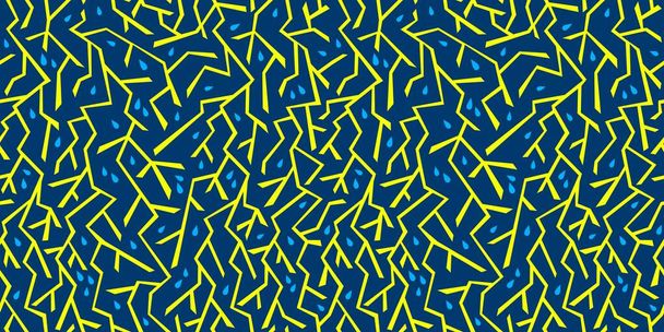 Simples sem costura azul céu gotas de água relâmpagos amarelos resumo geométrico fundo padrão vetor arte - Vetor, Imagem
