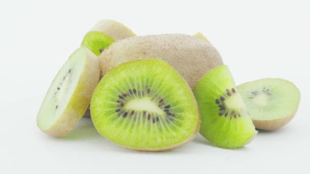 kiwi isolated. slices of kiwi on a white background. kind of fruit. food.  - Footage, Video