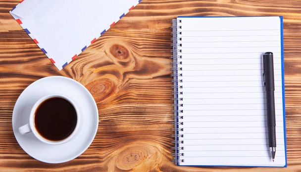 coffee envelope and notebook - Fotografie, Obrázek