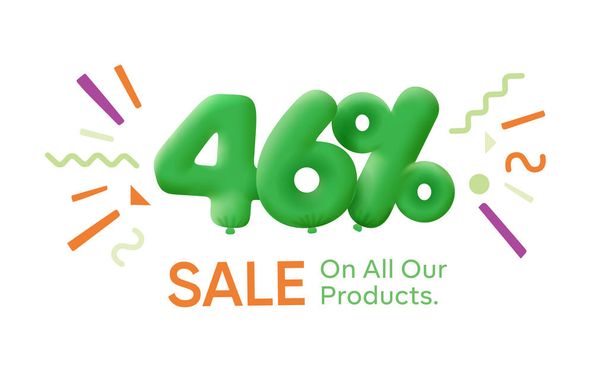 Special offer sale  46 % discount 3D number Green tag voucher illustration. Discount season label promotion advertising summer sale coupon promo marketing banner holiday weekend - Photo, Image