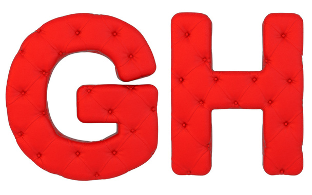 Luxury red leather font G H letters - Foto, Imagem
