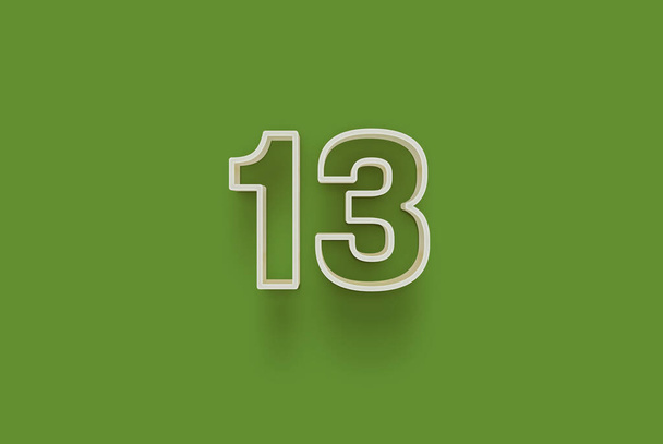  3D numéro 13 est isolé sur fond vert pour votre vente unique affiche promo discount offre de shopping vente spéciale, bannière annonces étiquette, profiter de Noël, Noël vente off tag, coupon et plus. - Photo, image