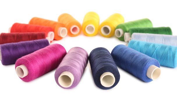 Set of colorful sewing threads on white background - Фото, зображення
