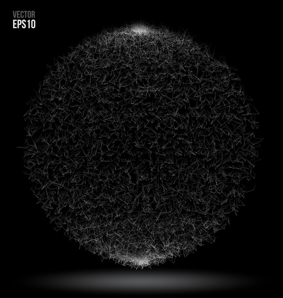 Abstract filament on black. Vector illustration.3D Abstract sphere Shapes. - Vector, Image