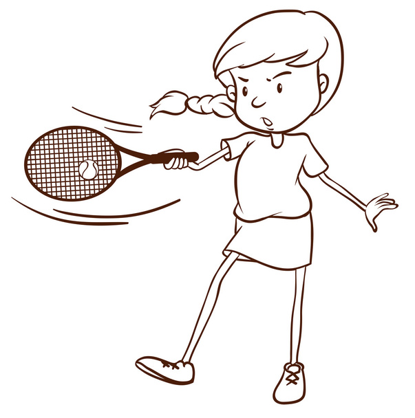 basit bir kroki bir tenis oyuncusu - Vektör, Görsel