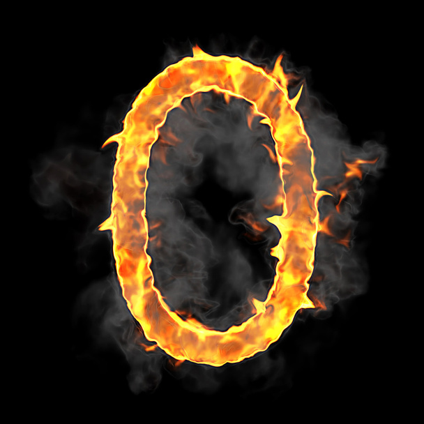 Burning and flame font 0 numeral - Foto, Bild