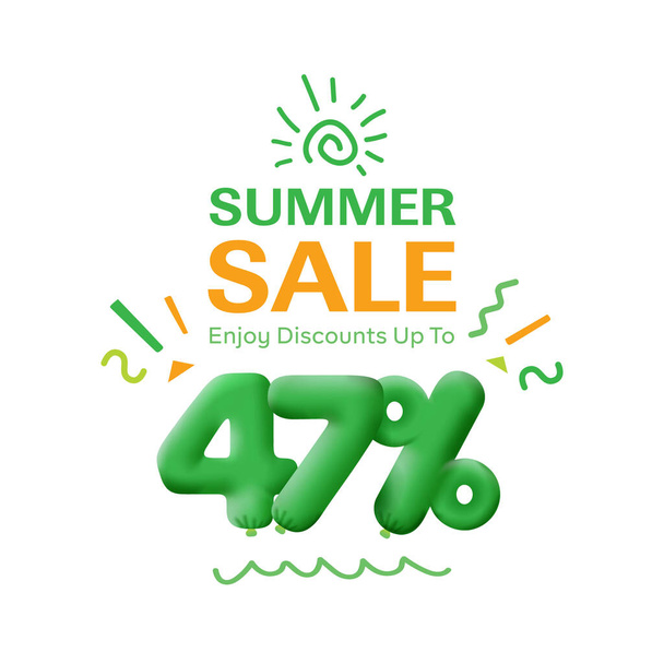 Ειδική προσφορά πώλησης 47% έκπτωση 3D αριθμός Πράσινο tag απεικόνιση κουπόνι. Διαφημιστικό κουπόνι καλοκαιρινής πώλησης διαφημιστικό banner εορταστικό Σαββατοκύριακο - Φωτογραφία, εικόνα