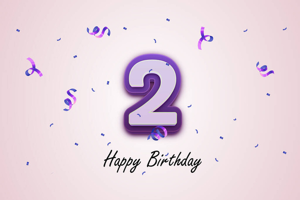 紫2幸せな誕生日。イラストデザインパーティーの装飾、誕生日、記念日、休日  - 写真・画像