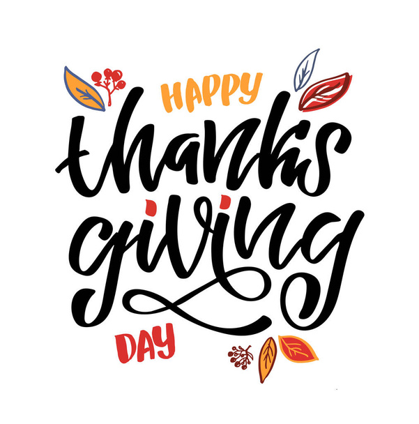 Poděkujte! Ručně kreslený plakát typografie na Den díkůvzdání. Oslavný text Šťastný den díkůvzdání na texturovaném pozadí pro pohlednici, ikonu, logo nebo odznak. Kaligrafie vektorového stylu EPS10 - Vektor, obrázek
