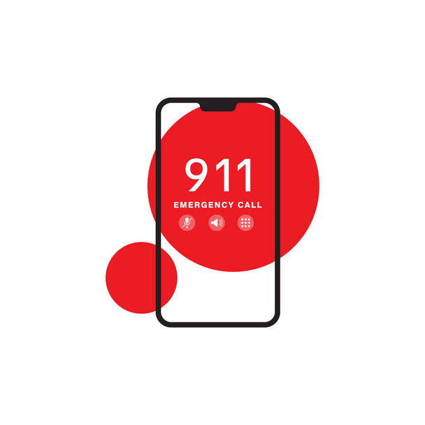 Иллюстрация дизайна значка 911 Emergency Vector - Вектор,изображение