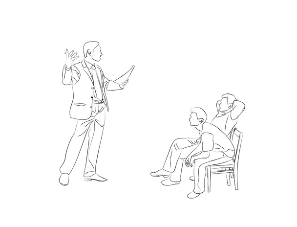 Doodle Sketch dos hombres se sientan en sillas
 - Vector, Imagen