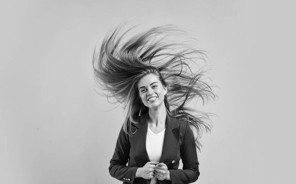 Woman long hairstyle hair fly in air light and free, freedom on head concept - Foto, imagen