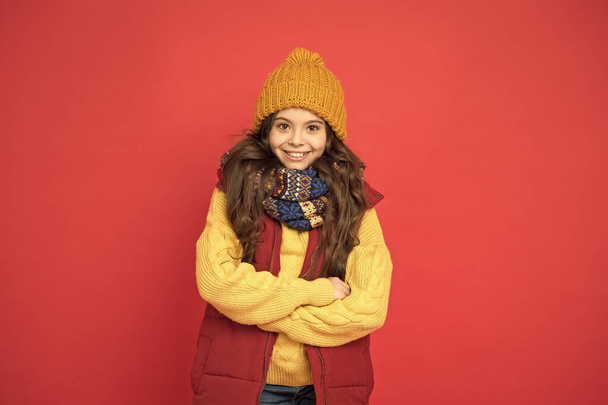 happy teen girl wear warm winter clothes, childhood - Foto, Imagem