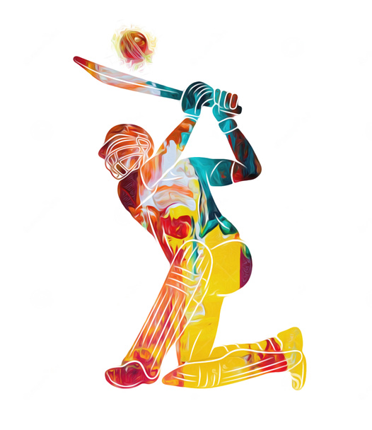 Πολύχρωμη απεικόνιση ενός παίκτη κρίκετ με ρόπαλο - Φωτογραφία, εικόνα