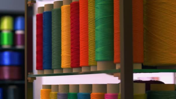 Collection of various long colorful thread spools. - Footage, Video
