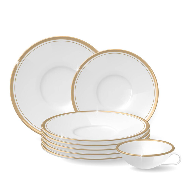 тарілки посуд реалістичний набір
 - Вектор, зображення